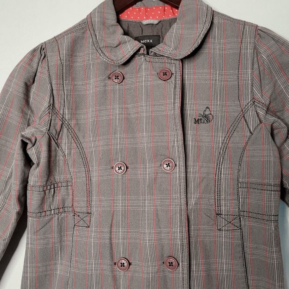 Mexx Girls Fall Winter Grey Plaid Long Jacket 7-8 Years 100% Cotton - Picture 7 of 7